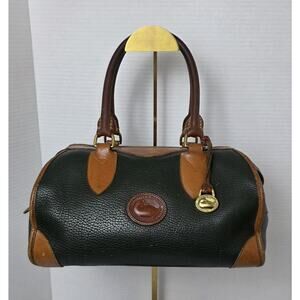 Dooney & Bourke Vintage AWL Leather Gladstone Satchel‎ Green and British tan